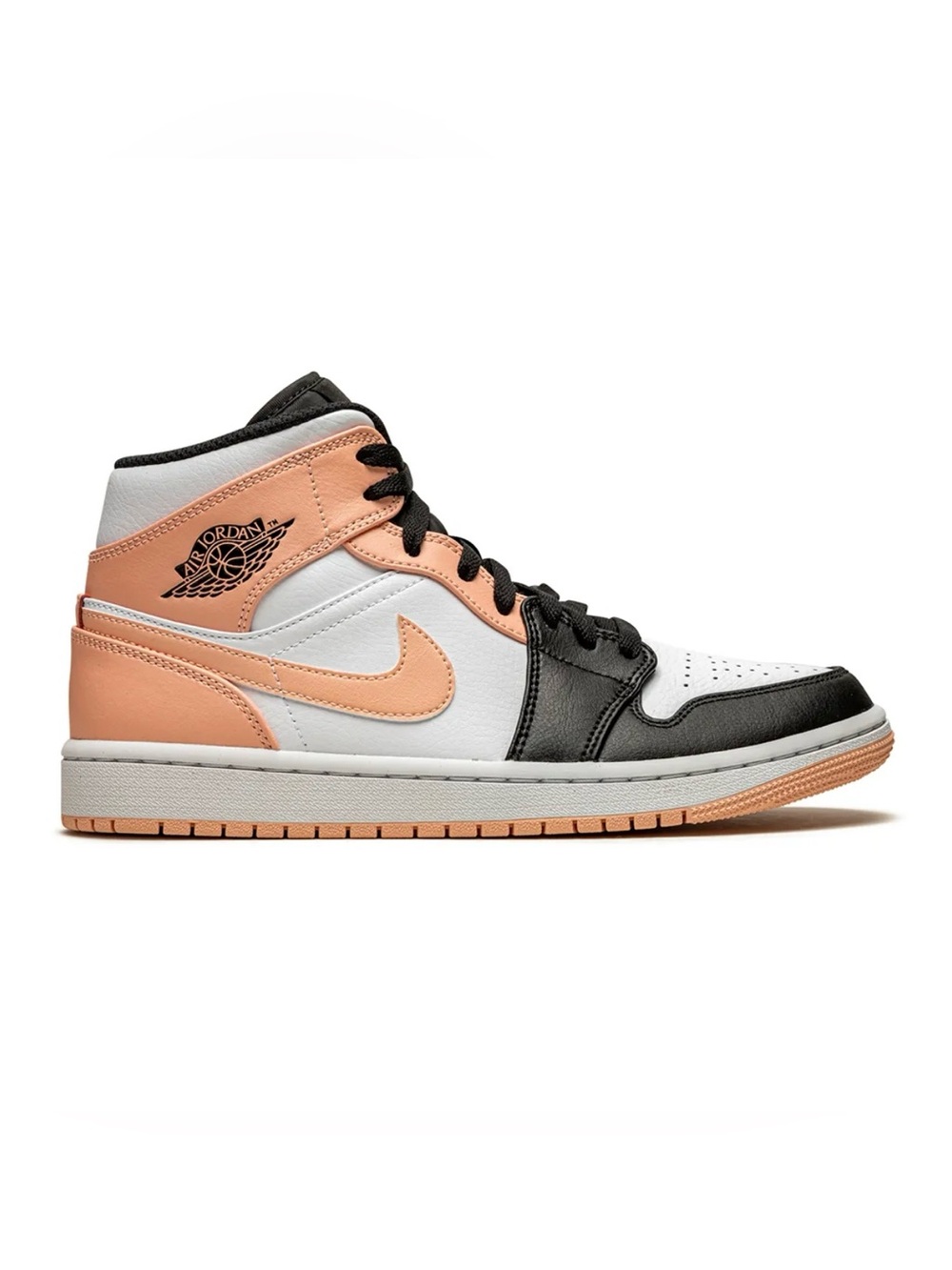 Air Jordan 1 Nike Crimson Black Orange Mid Unisex Basketball Athletic Shoes, 8